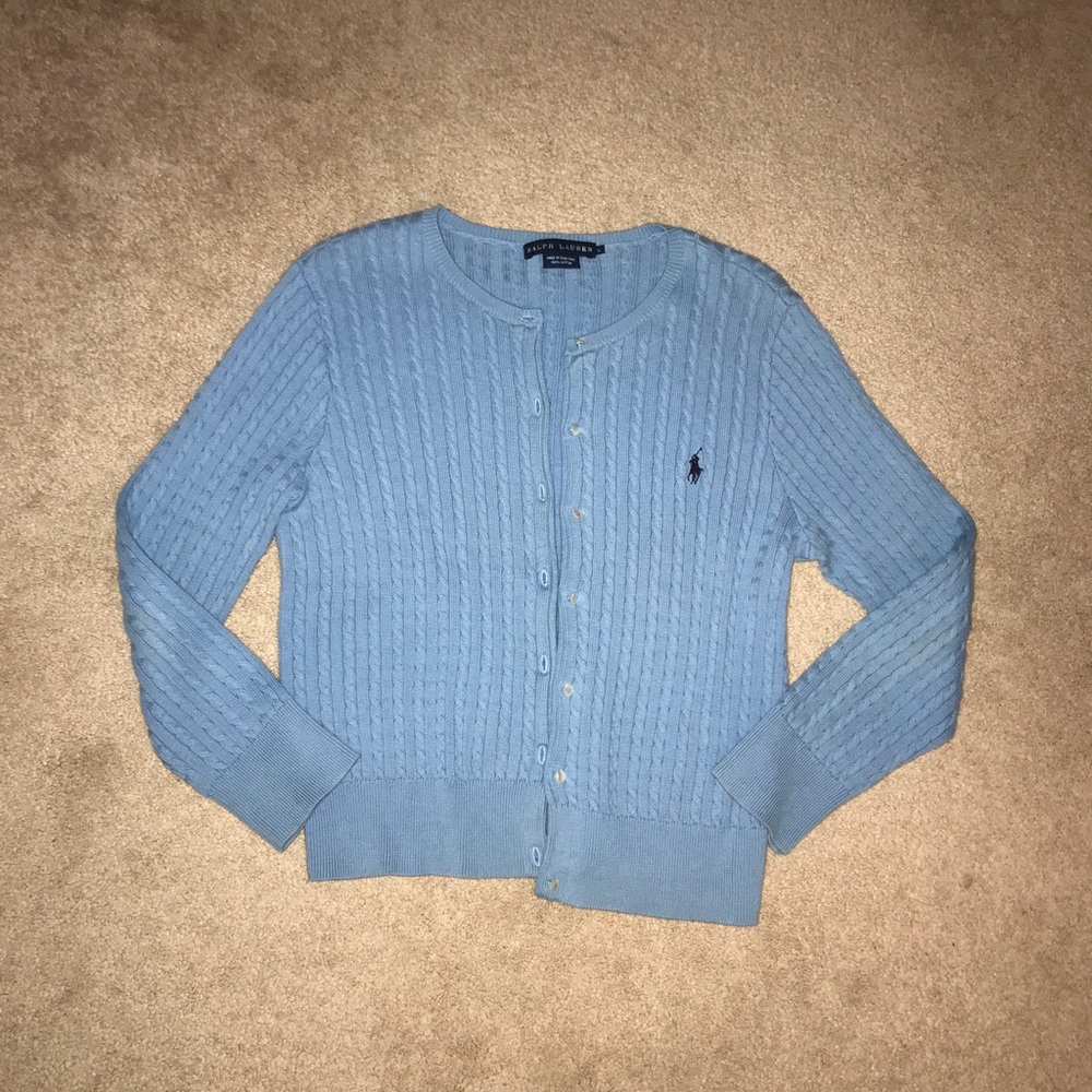 Ralph Lauren Polo blue cardigan sweater in a large